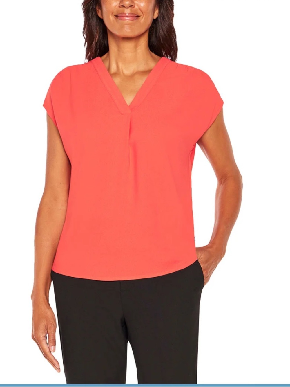 Banana Republic Women's Cap Sleeve V Neck Blouse Coral Size XL NWOT